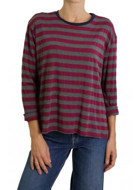 Maglia con contrasto di colore colletto a righe morbida 